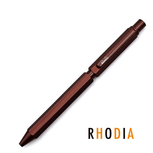 法國 Rhodia scRipt Multi Pen 多功能筆 三用原子筆（二色原子筆＋自動鉛筆）鐵砂棕