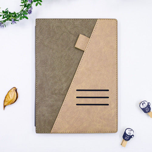 臺灣 Leatai 磊泰 介紙 鋼筆專用書寫紙 方格+橫線內頁 /  A5 冬日夏雲-仿皮革筆記本（抹茶色）