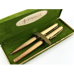 =庫存新品= PARKER 派克180 稀少！ 鍍23K金 花環 鋼筆/原子筆 ㄧ對 #NK-2150J