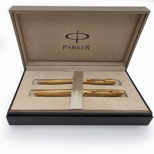 ☆典藏老筆☆派克 PARKER 75 Perle 鍍金 14K 鋼筆/原子筆 對筆組合 全新珍藏