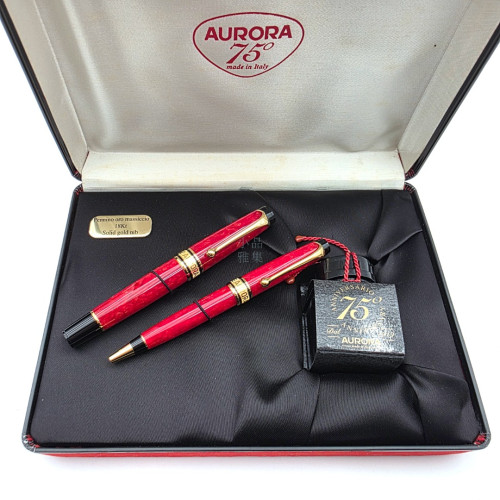 ⭐ 全新品 ⭐ 義大利 Aurora 75週年限量 紀念對筆  18K尖鋼筆/原子筆  OPTIMA