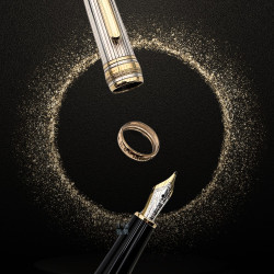 Montblanc 萬寶龍 Meisterstück 144 Wedding Edition 鋼筆 925純銀桿 18K金環  #21448