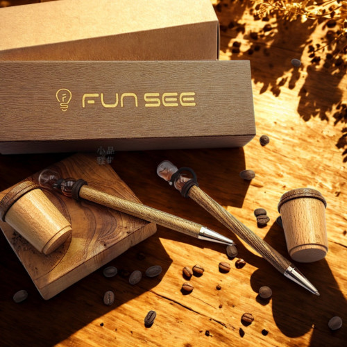 臺灣 Fun See 書寫 × 咖啡 × 工藝美學 ｜ 虹吸咖啡 原子筆 (綠檀木/虎皮木）
