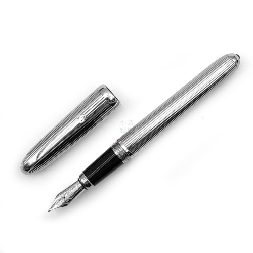 ☆庫存新筆☆ Cartier卡地亞 Louis Cartier 鍍白金桿 18K尖鋼筆 #AP-6756