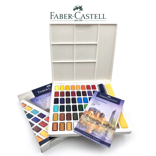 德國 Faber-Castell 輝柏 Creative Studio 創意工坊 攜帶型 水彩塊套組 48色(169748)