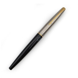 =庫存新品=  老筆 派克 PARKER 45 美國製 不鏽鋼蓋 黑桿 10K 尖 鋼筆 （全新）