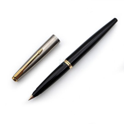 =庫存新品=  老筆 派克 PARKER 45 美國製 不鏽鋼蓋 黑桿 10K 尖 鋼筆 （全新）