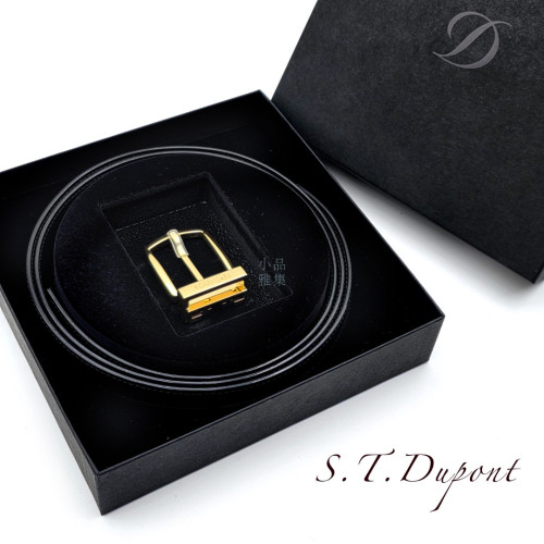 法國 S.T. DUPONT 都彭  LINE D 黑色皮革 商務皮帶 8300002
