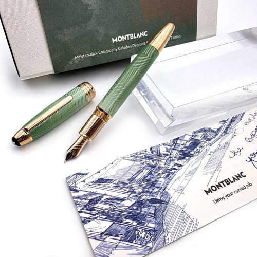 德國 Montblanc 萬寶龍 大師傑作 Solitaire 書法系列 『 青瓷 Celadon 』18K 鋼筆 （書法尖）