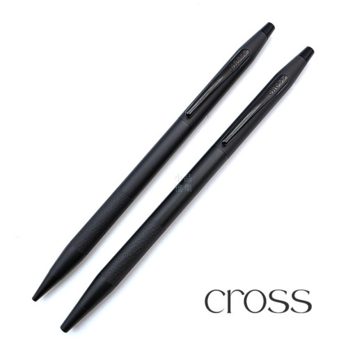 CROSS 全霧黑金屬對筆組｜原子筆＋0.7 自動鉛筆｜全黑極簡款