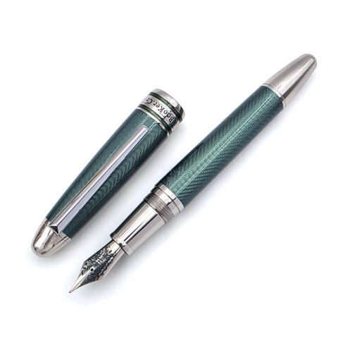 Booker.cr 布克希爾 水波紋 鐫刻玫瑰 鋼筆（綠款）