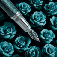 Booker.cr 布克希爾 水波紋 鐫刻玫瑰 鋼筆（綠款）