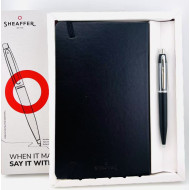 =福利品 只有一組=  西華 Sheaffer  原子筆 霧黑白夾+筆記本禮盒組