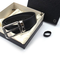 德國 Montblanc 萬寶龍 亮面精鋼針式錶扣 黑色 商務皮帶 (129455) 德國 Montblanc 萬寶龍 亮面精鋼針式錶扣 黑色 商務皮帶 (129455)