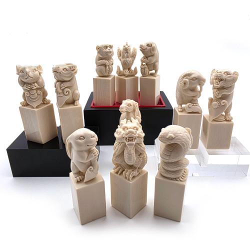 猛瑪飾界|合法猛瑪象牙印章 《動物馬拉松》十二生肖象牙印章