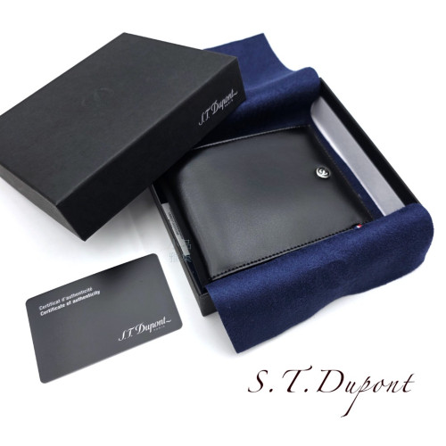 法國 S.T. DUPONT 都彭 黑色六卡 真皮 皮夾（雙層鈔票夾）180002