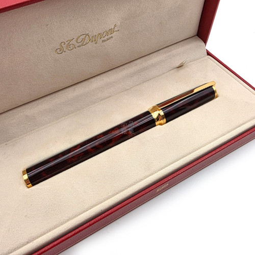 =庫存新筆= S.T. Dupont 都彭 Montparnasse 大總裁 中國漆 玳瑁紋 18K 鋼筆（盒單全）