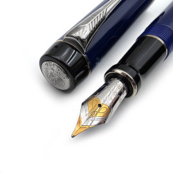 派克 Parker Duofold 大多福 新世紀 黑頂 海軍藍 18K 鋼筆