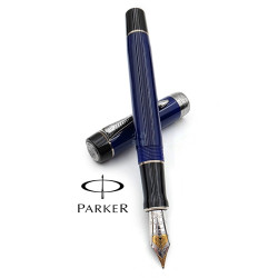 派克 Parker Duofold 大多福 新世紀 黑頂 海軍藍 18K 鋼筆