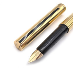 =庫存新品= 法國 S.T. Dupont 都彭 925純銀鍍金 直條紋  18K鋼筆 =庫存新品= 法國 S.T. Dupont 都彭 925純銀鍍金 直條紋  18K鋼筆
