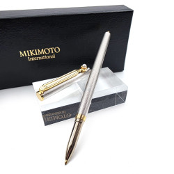 MIKIMOTO 御木本  (珍珠筆夾) 鍍鉻編織紋飾  原子筆 MIKIMOTO 御木本  (珍珠筆夾) 鍍鉻編織紋飾  原子筆
