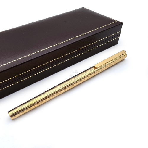 【Dunhill 登喜路】金色直條紋 14K 金尖鋼筆 #M078