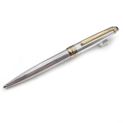 =二手美品= Montblanc 萬寶龍 純銀直條原子筆｜Sterling Silver Godron Pattern #UD-3009