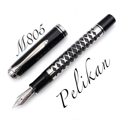 德國 Pelikan 百利金 M805 金屬菱格鏤飾 18k 鋼筆