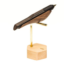 【木趣 | 啄墨2.0】拼木版單筆 + 筆座 - 兼具擺飾與書寫的原木手工藝筆【烏鴉】