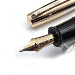 ☆典藏老筆☆ 日本滴入式 硬橡膠筆桿 鍍金蓋 手工14K金 EF尖 #UD-8536