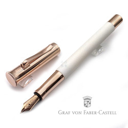 德國 Graf von Faber-Castell Guilloche系列 繩紋飾 18k 鋼筆 (香檳白）