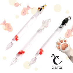 『預購商品，預計二月到貨』日本 clarto lavie系列 與貓咪玩耍 玻璃沾水筆 (三款可選)