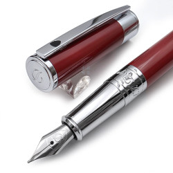 法國 S.T. DUPONT 都彭 D-Initial系列 鋼筆（紅桿銀夾）