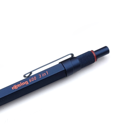 德國 rotring 洛登 600型 金屬筆桿 3IN1 多功能筆（藍色）