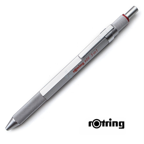 德國 rotring 洛登 600型 金屬筆桿 3IN1 多功能筆(銀色)