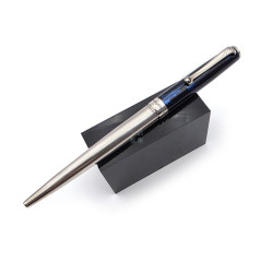 ☆典藏老筆☆ 義大利 Montegrappa 萬特佳 925純銀飾,藍色花紋原子筆 #UD-8452