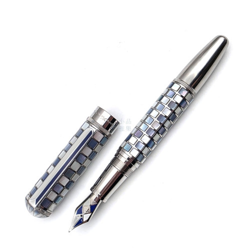 Booker.cr 布克希爾 棋盤方格 珍珠母貝 鋼筆 (藍)