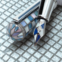 Booker.cr 布克希爾 棋盤方格 珍珠母貝 鋼筆 (藍)