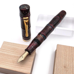 職人昆陽 生漆 漆塗款『 血珀竹 Blood Amber  』14K 鋼筆   