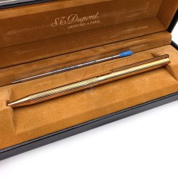 ☆庫存新品☆ S.T. DUPONT 都彭 鍍金桿  原子筆 經典直線條  N2074