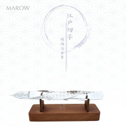 日本 MAROW 江戶切子 日式傳統 麻紋 全旋 玻璃沾水筆 （短款）