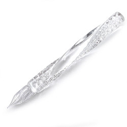 日本 MAROW 江戶切子 日式傳統 麻紋 全旋 玻璃沾水筆 （短款）