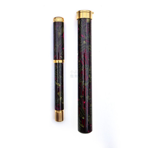 Waterman 水人  Lady Pen 法國製 18K 金尖鋼筆 附上隨身型筆筒（波爾多紅與墨綠大理石紋）