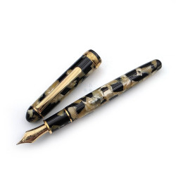 ☆典藏老筆☆白金牌 3776 老款 賽璐珞 硬橡膠筆舌 14K尖 鋼筆 (乳牛)#PT-56333