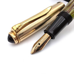 【中古品】Pelikan 百利金 500NN  玳瑁棕條紋 - 金雙色 -包金蓋 特殊OB尖 鋼筆 #UD8929