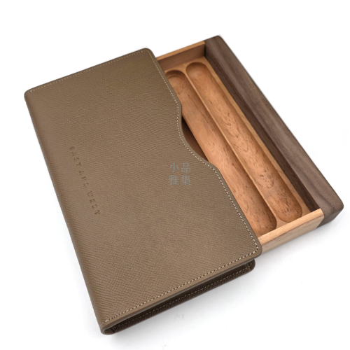 小品雅集  實木 皮革 攜帶型 四入 雪茄盒（大地棕）