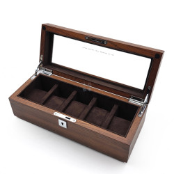 唐邦木業 古典木製 樹瘤木 5支裝 透明窗款 手錶收藏盒（可上鎖）