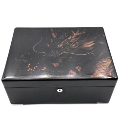 唐邦木業 古典木製 可動隔板 雪松木 雪茄盒 東方神龍（可上鎖）