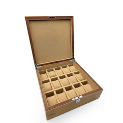 唐邦木業 古典木製手錶收藏盒 樹瘤木 鋼琴烤漆 15支裝（可上鎖）