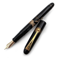 【中古品】 日本 PILOT 百樂 平蒔繪 雙鶴 14K 10號尖 鋼筆（早期塑膠桿）P-9602